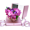 Acrylic Square Flower Box with Tilted Heart with Drawer