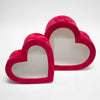 Velvet Heart Shaped Flower Box with Window Set of 2