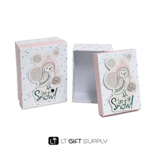  White Let it Snow Owl Rectangle Christmas Boxes(set of 2)