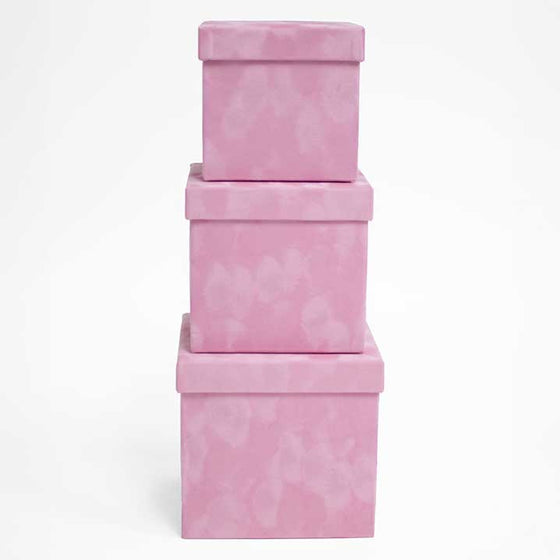 Velvet Square Flower Boxes Set of 3